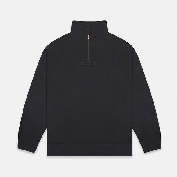 Unisex Fear of God Essentials Black Mock Neck Half-Zip Sweatshirt - Picture 2 of 6